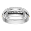 14k Two-tone 1/2 carat Lab Grown Diamond VS/SI+ G+ Complete Polished Satin and Grooved Five Stone Men's Ring