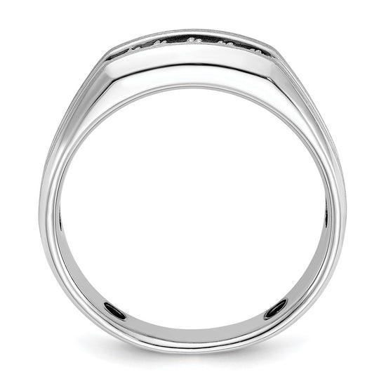 14k White Gold 1/4 carat Lab Grown Diamond VS/SI+ G+ Complete Polished Satin and Grooved Five Stone Men's Ring