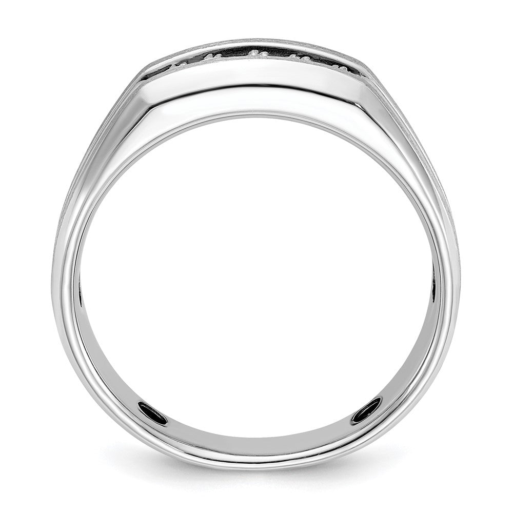 14k White Gold 1/4 carat Lab Grown Diamond VS/SI+ G+ Complete Polished Satin and Grooved Five Stone Men's Ring