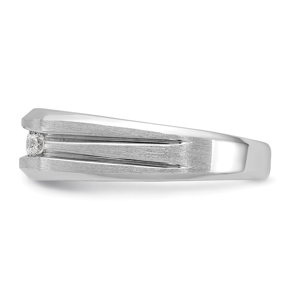 14k White Gold 1/4 carat Lab Grown Diamond VS/SI+ G+ Complete Polished Satin and Grooved Five Stone Men's Ring
