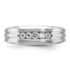 14k White Gold 1/4 carat Lab Grown Diamond VS/SI+ G+ Complete Polished Satin and Grooved Five Stone Men's Ring