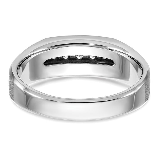 14k White Gold 1/4 carat Lab Grown Diamond VS/SI+ G+ Complete Polished Satin and Grooved Five Stone Men's Ring
