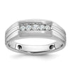 14k White Gold 1/4 carat Lab Grown Diamond VS/SI+ G+ Complete Polished Satin and Grooved Five Stone Men's Ring