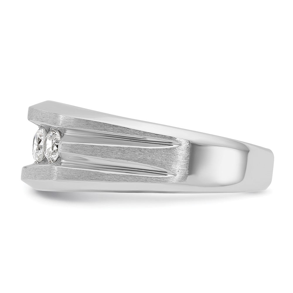 IBGoodman 10k White Gold Men's Polished Satin and Grooved 5-Stone Ring Mounting