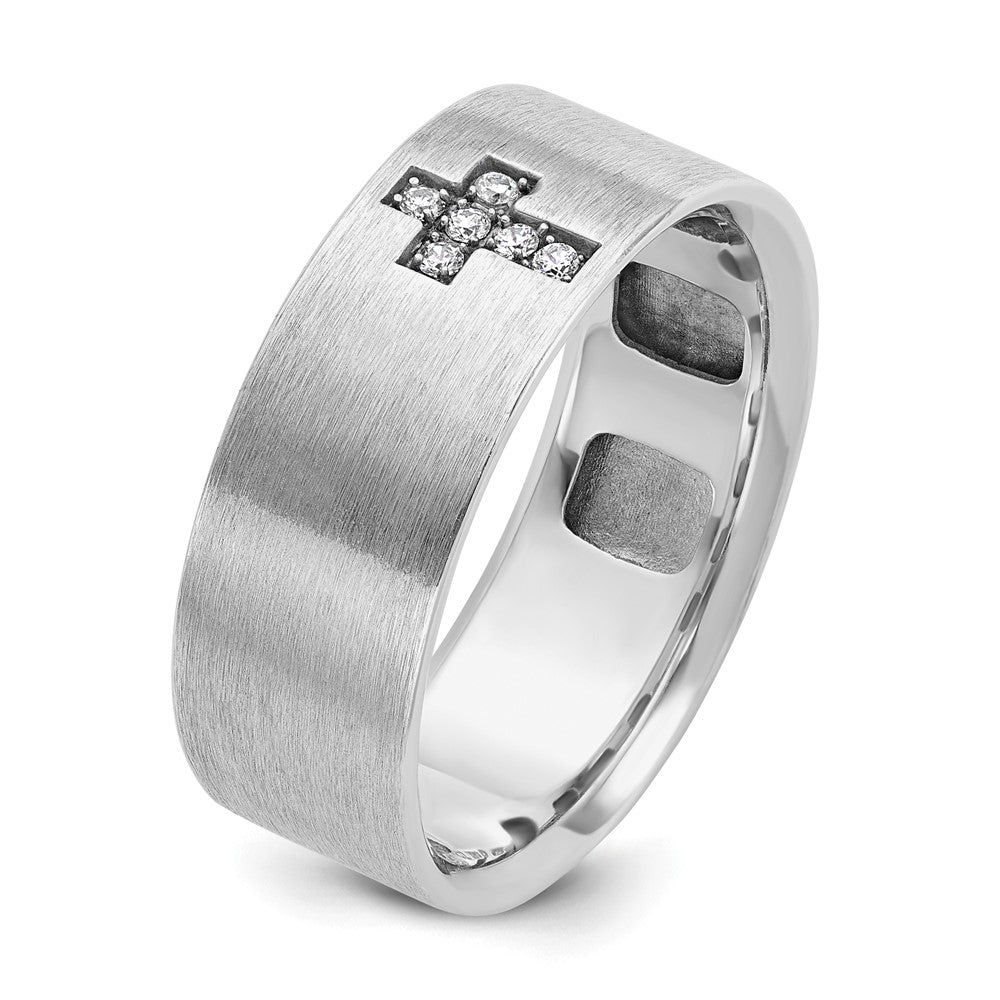 14k White Gold IBGoodman Men's Satin Cross Ring Mounting