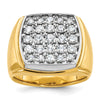 14k Two-tone Men's Polished and Satin 1 5/8 Carat AA Quality Diamond Cluster Ring