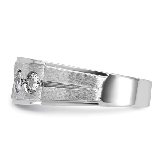 14k White Gold IBGoodman Men's Polished and Satin Diamond Ring Mounting