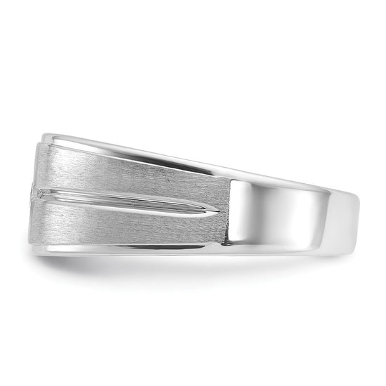 14k White Gold IBGoodman Men's Polished and Satin Diamond Ring Mounting