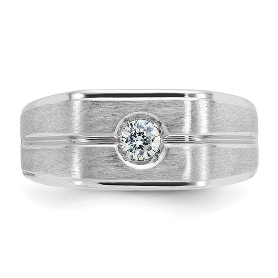 14k White Gold IBGoodman Men's Polished and Satin Diamond Ring Mounting