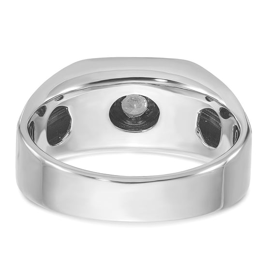 14k White Gold Men's Polished and Satin 1/5 carat Diamond Complete Ring