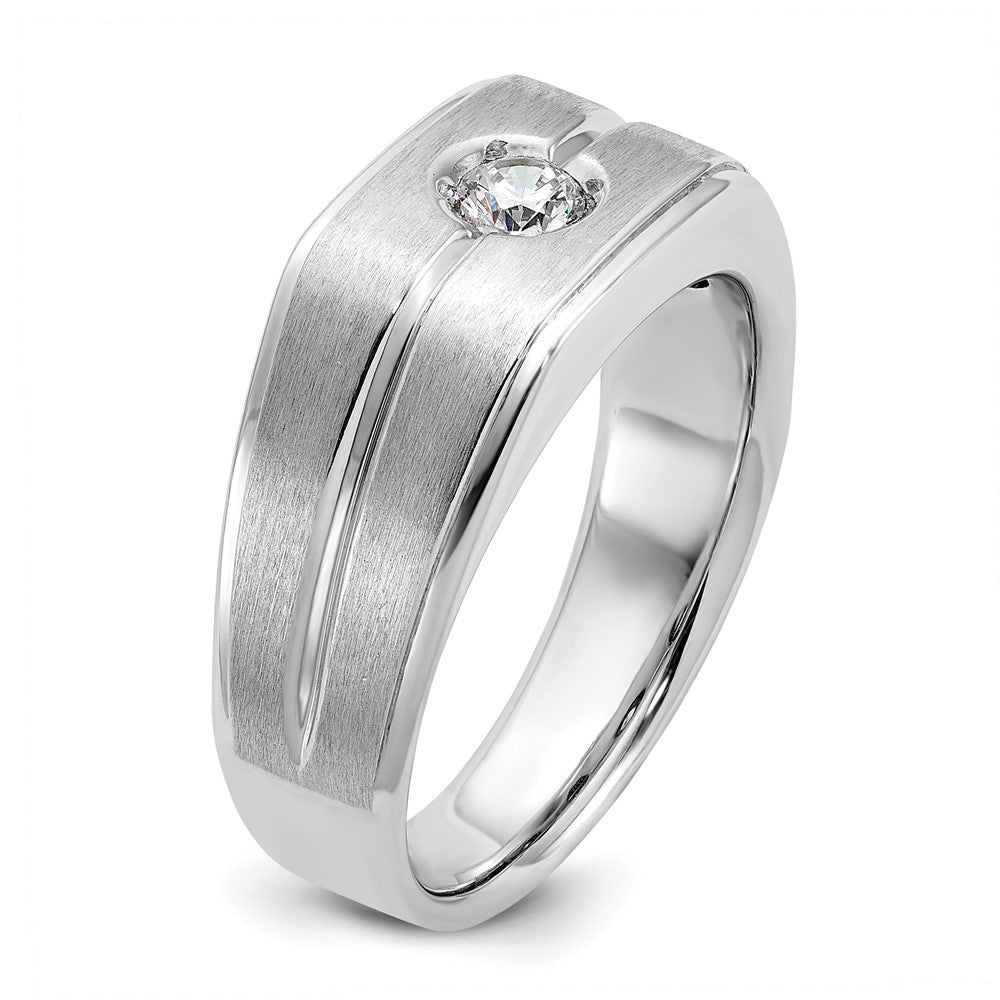 14k White Gold IBGoodman Men's Polished and Satin Diamond Ring Mounting
