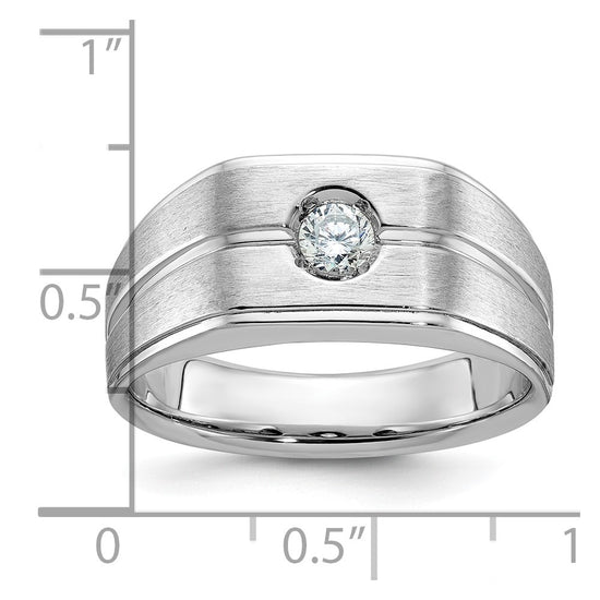 14k White Gold IBGoodman Men's Polished and Satin Diamond Ring Mounting