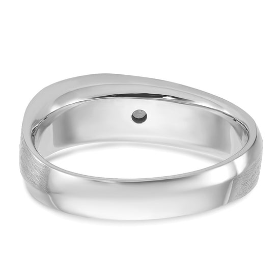 14k White Gold Men's Polished and Satin 1/10 carat Diamond Complete Ring