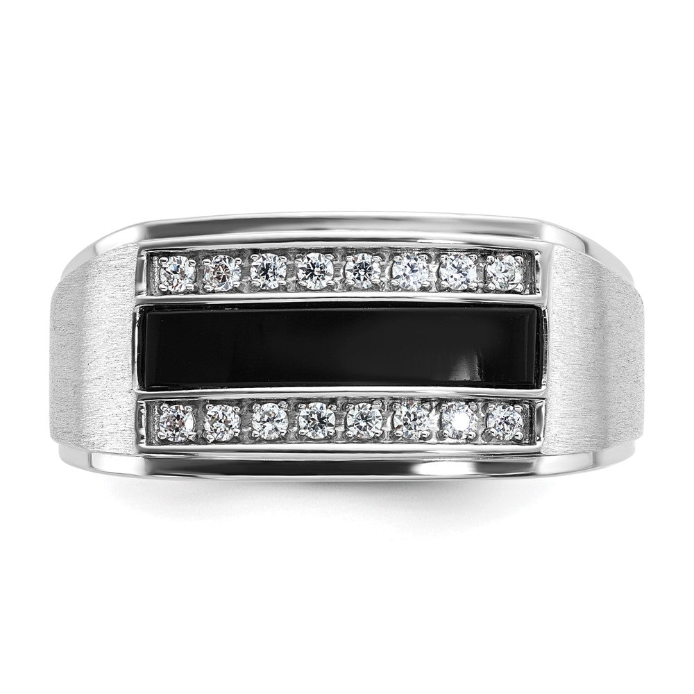 IBGoodman 14k White Gold Men's Polished and Satin Gemstone Ring Mounting