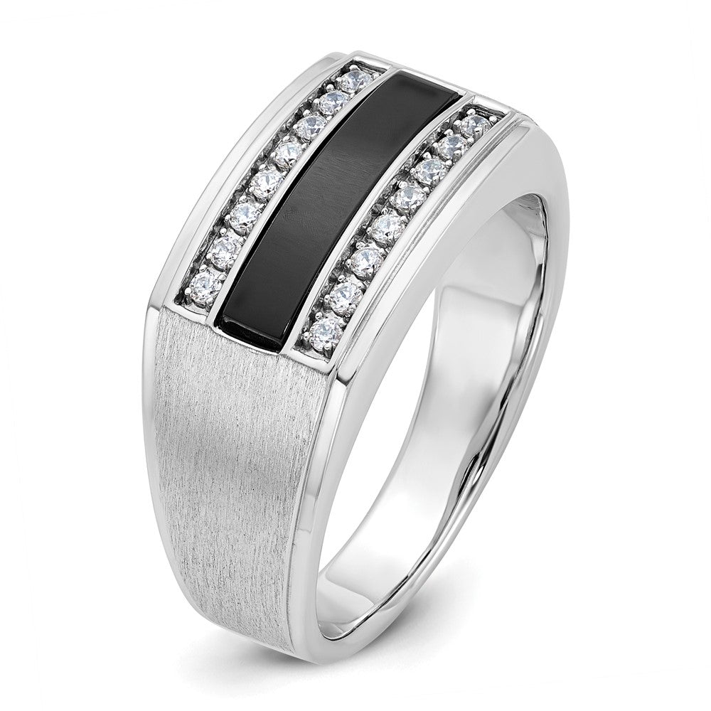 IBGoodman 14k White Gold Men's Polished and Satin Gemstone Ring Mounting