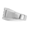 14k White Gold Men's Polished and Satin 1 1/5 Carat AA Quality Diamond Cluster Ring