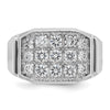 14k White Gold Men's Polished and Satin 1 1/5 Carat AA Quality Diamond Cluster Ring