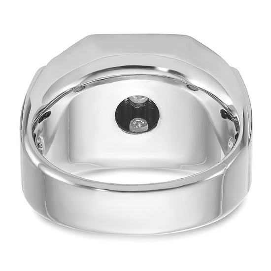 14k White Gold Men's Polished and Satin 1 1/5 Carat AA Quality Diamond Cluster Ring