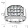 14k White Gold Men's Polished and Satin 1 1/5 Carat AA Quality Diamond Cluster Ring