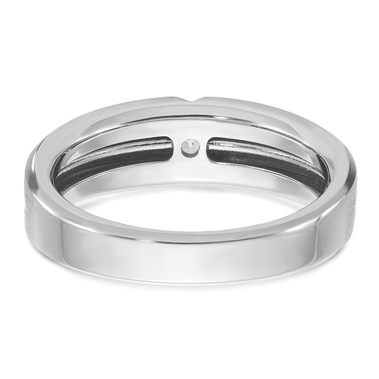 14k White Gold Men's Polished and Satin 1/6 carat Diamond Complete Ring