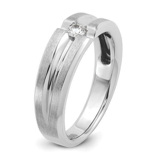 14k White Gold IBGoodman Men's Polished and Satin Diamond Ring Mounting
