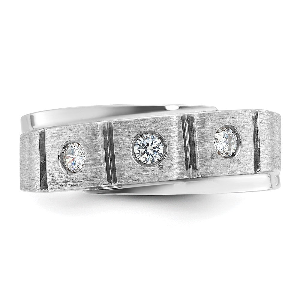 14k White Gold Men's Polished and Satin 1/4 carat Diamond Complete Ring