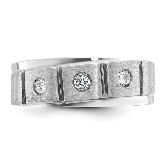 14k White Gold IBGoodman Men's Polished and Satin Diamond Ring Mounting
