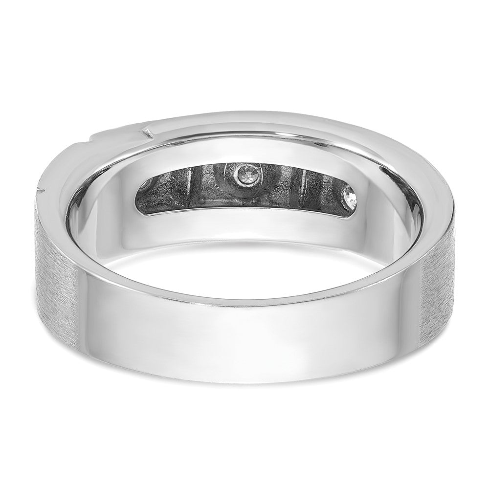 14k White Gold Men's Polished and Satin 1/4 carat Diamond Complete Ring