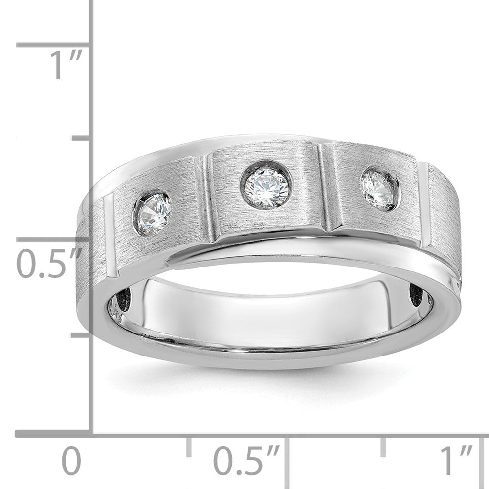14k White Gold Men's Polished and Satin 1/4 carat Diamond Complete Ring