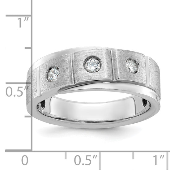 14k White Gold IBGoodman Men's Polished and Satin Diamond Ring Mounting