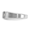 14k White Gold Men's Polished Satin and Grooved 3-Stone 1/5 Carat AA Quality Diamond Ring