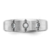 14k White Gold Men's Polished Satin and Grooved 3-Stone 1/5 Carat AA Quality Diamond Ring