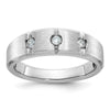 14k White Gold Men's Polished Satin and Grooved 3-Stone 1/5 Carat AA Quality Diamond Ring