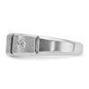 14k White Gold Men's Polished Satin and Grooved 3-Stone 1/5 Carat AA Quality Diamond Ring