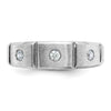 IBGoodman 14k White Gold Men's Polished Satin and Grooved 3-Stone Ring Mounting