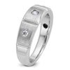 14k White Gold Men's Polished Satin and Grooved 3-Stone 1/5 Carat AA Quality Diamond Ring