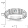 14k White Gold Men's Polished Satin and Grooved 3-Stone 1/5 Carat AA Quality Diamond Ring
