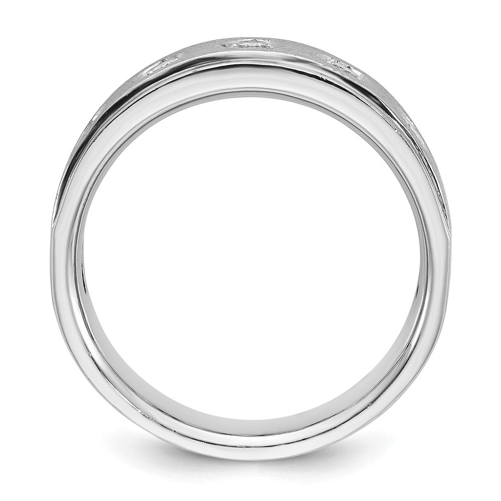 14k White Gold Men's Polished and Satin 1/2 carat Diamond Complete Ring