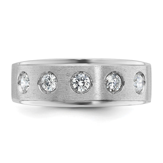 14k White Gold Men's Polished and Satin 1/2 carat Diamond Complete Ring