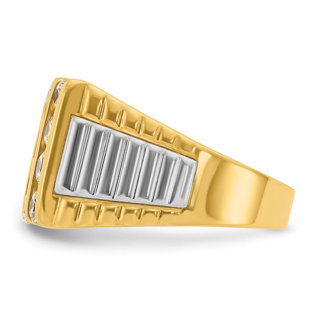 IBGoodman 14k Two-tone Men's Polished and Textured 4-Row Ring Mounting