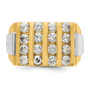 14k Two-tone Men's Polished & Textured 4-Row Diamond Rings