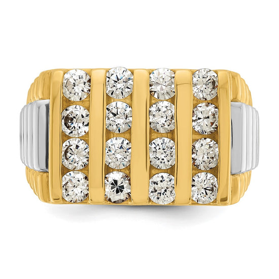IBGoodman 14k Two-tone Men's Polished and Textured 4-Row Ring Mounting