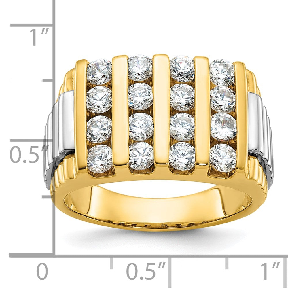 IBGoodman 14k Two-tone Men's Polished and Textured 4-Row Ring Mounting