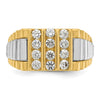 IBGoodman 14k Two-tone Men's Polished and Textured 1 Carat AA Quality Diamond Cluster Ring