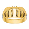 14k Two-tone Men's Polished & Textured 4-Row Diamond Rings
