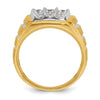 14k Two-tone with White Rhodium Men's Polished Satin and Grooved 1 Carat AA Quality Diamond Ring