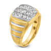 14k Two-tone with White Rhodium Men's Polished Satin and Grooved 1 Carat AA Quality Diamond Ring