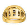14k Two-tone Men's Polished Satin and Grooved 3-Row 1 Carat AA Quality Diamond Ring