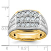 14k Two-tone Men's Polished Satin and Grooved 3-Row 1 Carat AA Quality Diamond Ring