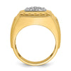 14k Two-tone Men's Polished Satin and Grooved 1 Carat AA Quality Diamond Cluster Ring